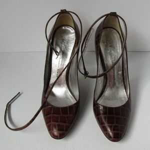 Giuseppe Zanotti Ankle Wrap Leather Lucite Wedge Heels